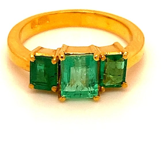 Panjshir Emerald 2.05ct Solid 22K Yellow Gold Ring - Picture 1 of 8